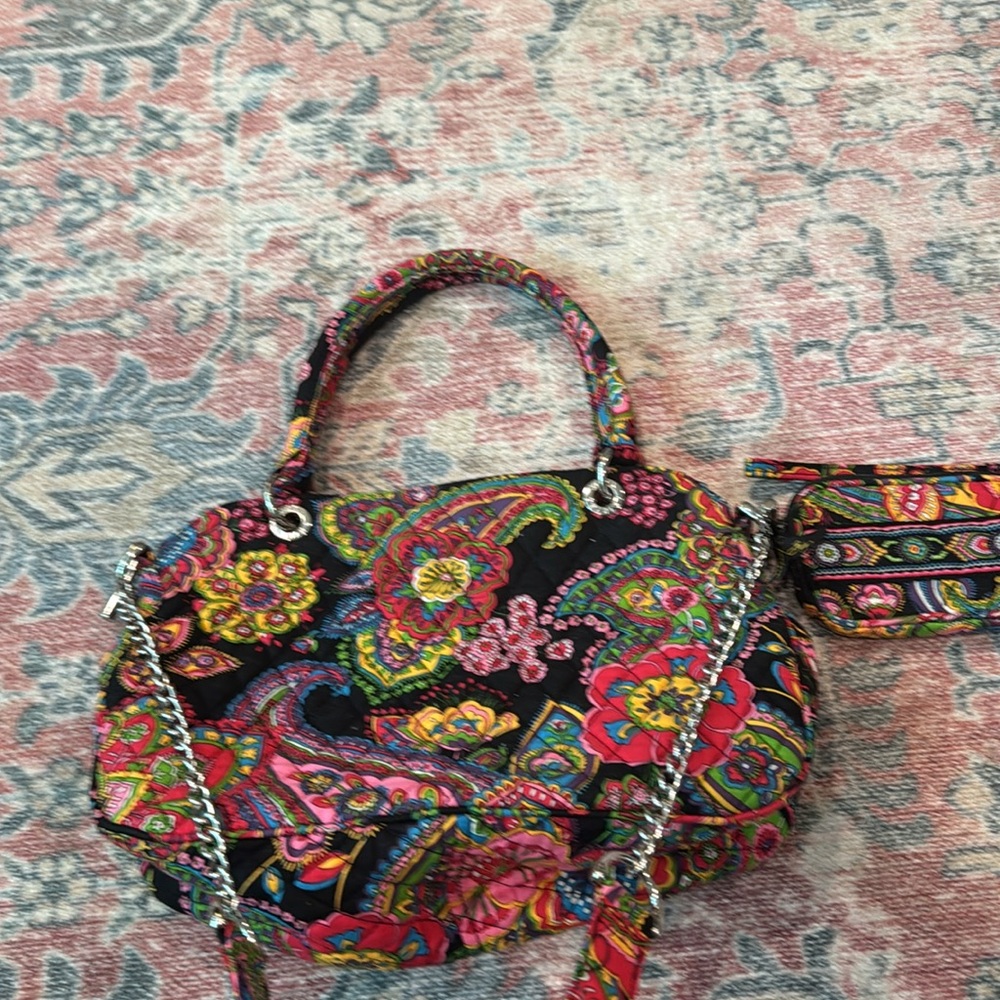Vera Bradley Black and Red Shoulder Bag with matching wallet. - Picture 2 of 6